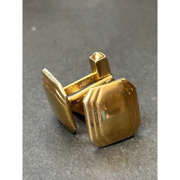 Swank Square Geometric Cufflinks Outlined Gold Tone Signed Cuff Links Vintage - Picture 1 of 7